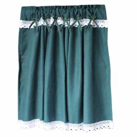 Solid Color Half Window Curtain Lace Curtain Short Kitchen Curtains, Dark Green