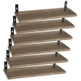 6 Sets Floating Shelves 15.55x5.19Inch Wall Mounted Shelves Wood Storage Shelves Metal Bracket Hanging Display Shelf Wall Organizer for Living Room Ba