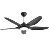 48 Inch Ceiling Fan with Dimmable LED Light and Remote Control, 5 ABS Blades DC Motor Black