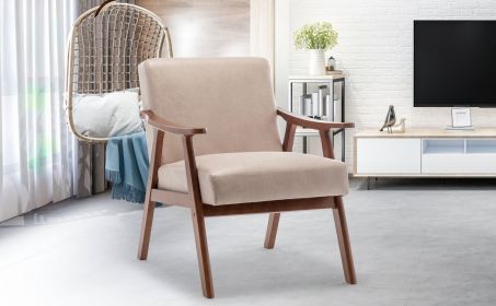 Mid-Century Modern Chair, Living Room Chair with Solid Wood Frame, Accent Chair Extra-Thick Backrest, Wingback Chair for Bedroom, Reading Room