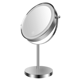 8-inch Makeup Mirror with Lights, Double Sided 1X/10X Magnifying Mirror, 3 Color Lighting Dimmable Vanity Mirror with 360° Swivel