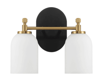 Vortex Two Lights Vanity in Traditional Style for Over Bathroom Mirror Wall Sconce 12.25"W × 10.125"H × 5.5"E With White Frosted Glass