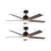 52 Inch Downrod Ceiling Fans with Lights and Remote Control, Modern Outdoor Indoor Black 5 Blades LED Lights Smart Ceiling Fans for Bedroom