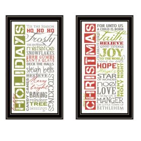 Trendy Decor 4U 2- Piece Vignette Happy Holidays Black Framed Wall Art for Living Room, Bedroom Wall Art Print for Home Decor by Marla Rae