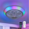 15 Inch RGB Dimmable Led Enclosed Ceiling Fan with Light Modern Bladeless 6 Speed Remote Control for Bedroom Kids Room Party