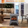 HOMCOM 17" Freestanding Electric Fireplace Stove, Fire Place Heater with Realistic Logs and Flame Effect and Overheat Protection, 750W/1500W, Gray