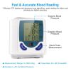 Blood Pressure Monitor Wrist Digital High Blood Pressure Cuff Heartbeat Tester with 60 Reading Memory