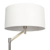 Serene Brushed Nickel Floor Lamp with Rotary Switch Metal Base White Linen Shade