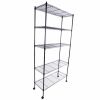 5-Layer Plastic Coated Iron Shelf with 1.5" Nylon Wheels 165*90*35 Black