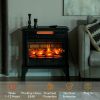 HOMCOM Electric Fireplace Stove, 24" Freestanding Electric Fireplace Heater with Remote, Realistic 3D Flame Effect, Thermostat, Overheat Protection