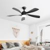 52 Inch Modern Ceiling Fan With 3 Color Dimmable 5 ABS Blades Remote Control Reversible DC Motor With Led Light