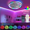 19 Inch RGB Dimmable Led Enclosed Ceiling Fan with Light Flush Mount Bladeless 6 Speed Remote Control for Bedroom Party