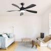 52 Inch Modern Ceiling Fan With 3 Color Dimmable 5 ABS Blades Remote Control Reversible DC Motor With Led Light