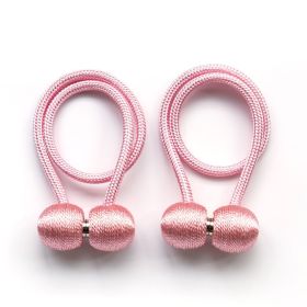 2Pcs Magnetic Curtain Ball Rods Accessoires Backs Holdbacks Buckle Clips Hook Holder Home Decor Tiebacks Tie Rope Accessory (Color: PINK)