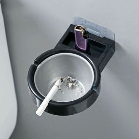 1pc Wall Mounted Ashtray; Stainless Steel Ashtray (Color: Black)