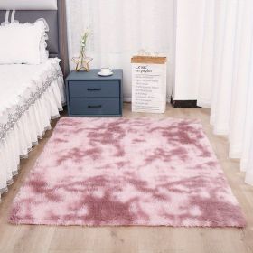 1pc, Tie-Dyed Plush Shag Furry Area Rug for Bedroom, Living Room, Nursery, and Kids Room - Ultra Soft and Fluffy, Washable, Non-Shedding (Color: Tie Dye Pink, size: 35.4*59.1 inch)