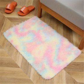 1pc, Tie-Dyed Plush Shag Furry Area Rug for Bedroom, Living Room, Nursery, and Kids Room - Ultra Soft and Fluffy, Washable, Non-Shedding (Color: Tie-dye Colorful, size: 23.62*47.24inch)