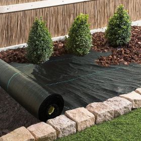 Weed Barrier Landscape Fabric Heavy duty, 3/4/6FT x50/300FT Thick Garden Blocking Fabric Weed Mat, Weed Control Garden Cloth (black: 3.2oz-3ftx50ft)