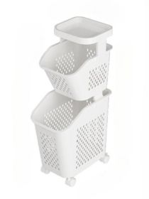 Stitched Laundry Basket Household Dirty Clothes Storage Basket Bathroom Partition Floor to Floor Shelf Narrow (size: two-layer)