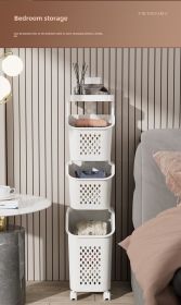 Stitched Laundry Basket Household Dirty Clothes Storage Basket Bathroom Partition Floor to Floor Shelf Narrow (size: three-layer)