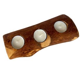 Olive Wood Candle Holder (size: 3-candle holder)