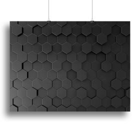 Black Hexagon Pattern Canvas Print or Poster (Type: Poster Print, size: 12" x 8" / 30cm x 20cm (approx))