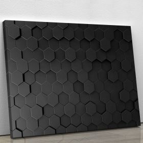 Black Hexagon Pattern Canvas Print or Poster (Type: Poster Print, size: 16" x 12" / 42cm x 30cm (approx))