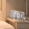 Digital LED Alarm Clock Mirror 2 USB Charger Ports Night Light LED Table Clock Snooze Function Adjustable Brightness Desk Clocks