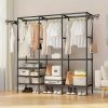 Home, Storage Rack Clothes Rack Heavy Duty Clothes Rack for Hanging Clothes, Rack, Wooden Stereo Rack Self-Standing Wardrobe Wardrobe Rack