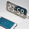 Digital LED Alarm Clock Mirror 2 USB Charger Ports Night Light LED Table Clock Snooze Function Adjustable Brightness Desk Clocks